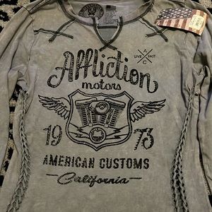 Affliction American Custom Motors rhinestone long sleeve